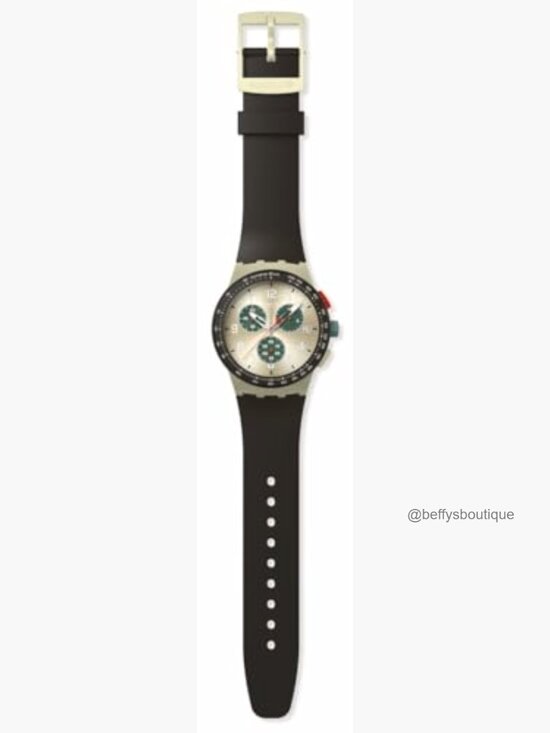 Chrono 42mm Round Case Silicone Strap Watch Quartz Water Resistant Easy Reader
